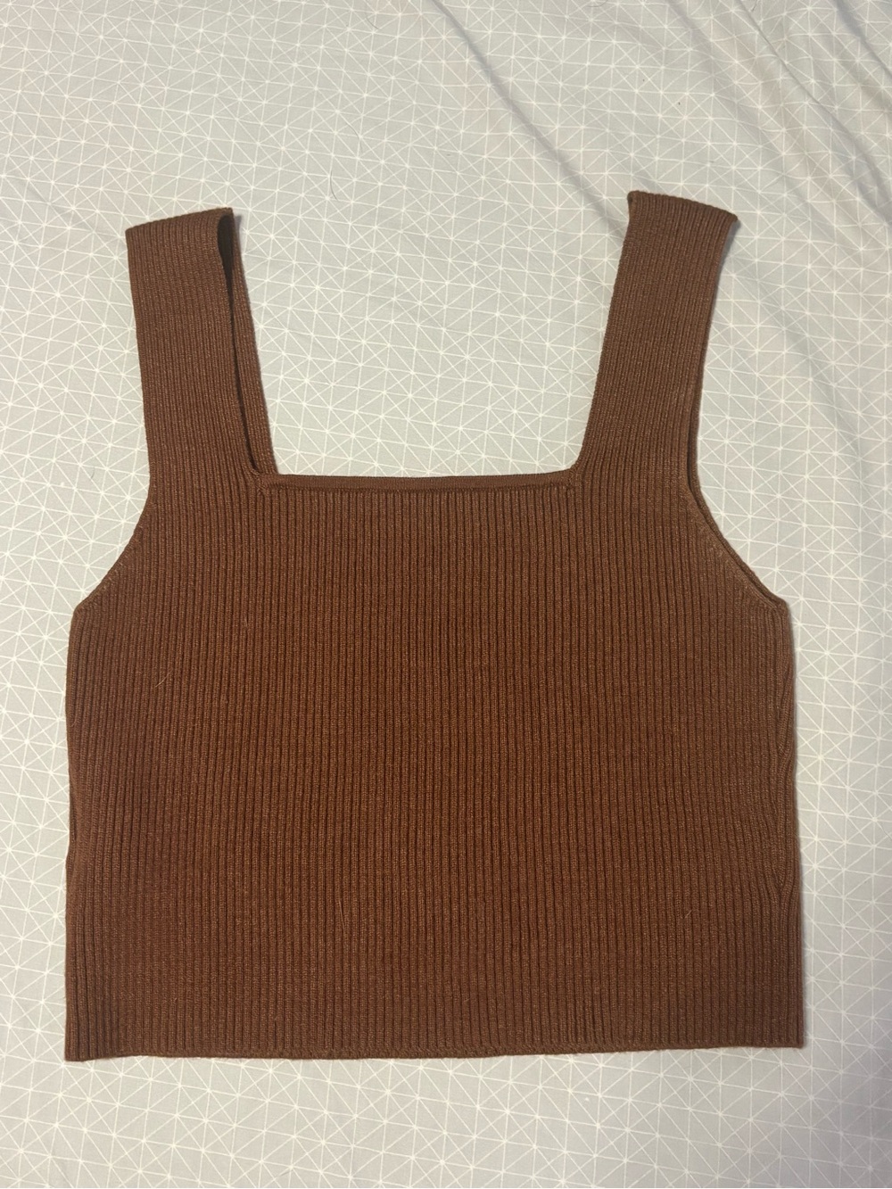 SHEIN Ribbed Crop Tank Top in Rich Brown